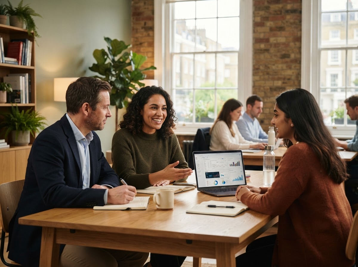 Trustbalance team examining a ratings framework