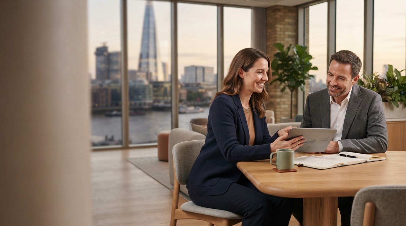 Trustbalance analysts reviewing rating data on screens